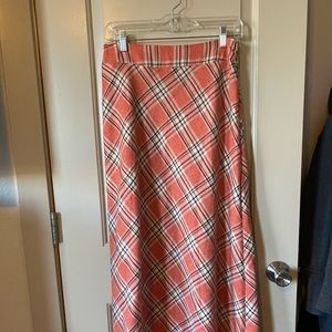 Orange Plaid Maxi Skirt